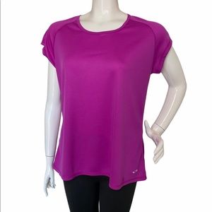 CHAMPION Women Magenta Althetic Short Tee Shirt Size Large